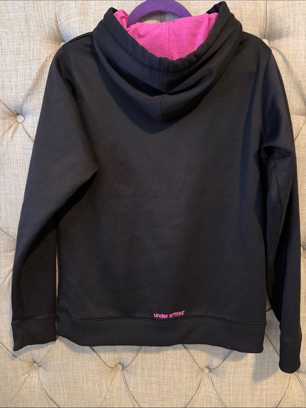 Under Armour Black Hoodie with Hot Pink Logo - Picture 3 of 3